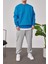 Basic Mavi Şardonlu Sweatshirt 3