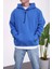 Ip Detaylı Basic Kapüşonlu Mavi Sweatshirt 3
