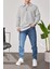 Yakası Fermuarlı Basic Gri Sweatshirt 1