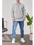 Yakası Fermuarlı Basic Gri Sweatshirt 3