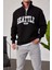 Seattle Yakası Fermuarlı Siyah Sweatshirt 1