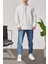 Yakası Fermuarlı Basic Beyaz Sweatshirt 1