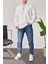 Yakası Fermuarlı Basic Beyaz Sweatshirt 4