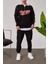 College Yakası Fermuarlı Siyah Sweatshirt 4