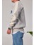 College Yakası Fermuarlı Gri Sweatshirt 2