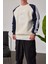 E Harf Baskılı Krem Sweatshirt 1