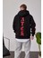 Cth Kolları Desenli Siyah Sweatshirt 1