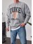 Duke Pota Baskılı Yıkamalı Gri Sweatshirt 2