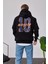 L Harf Baskılı Siyah Kapüşonlu Sweatshirt 1
