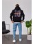 L Harf Baskılı Siyah Kapüşonlu Sweatshirt 3