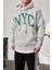 Nyc Baskılı Gri Kapüşonlu Sweatshirt 2