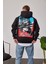Renkli Heykel Baskılı Siyah Kapüşonlu Sweatshirt 1