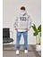 123 Baskılı Gri Kapüşonlu Sweatshirt 4