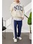 Nyc Baskılı Krem Kapüşonlu Sweatshirt 1