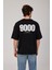 9000 Rakam Baskılı Siyah Tshirt 3