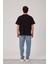 Kelebek Baskılı Yıkamalı Siyah Tshirt 5