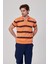 Enine Renkli Çizgili Turuncu Triko Kumaş Tshirt 2