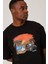 Sunset Renkli Baskılı Siyah Tshirt 2