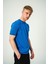 Basic Mavi Triko Kumaş Tshirt 2