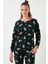 Standart Fit Bisiklet Yaka Pijama Takımı Bayan Pijama Takımı 6093735 4
