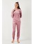 Standart Fit Bisiklet Yaka Pijama Takımı Bayan Pijama Takımı 6094201 2