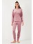 Standart Fit Bisiklet Yaka Pijama Takımı Bayan Pijama Takımı 6094201 3