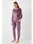 Standart Fit Bisiklet Yaka Pijama Takımı Bayan Pijama Takımı 6094202 2