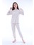 8-13 Yaş %100 Pamuk Çiçek Desenli Uzun Kollu Kız Çocuk Pijama Takımı 3