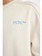 Erkek Bej Boxy Fit Bisiklet Yaka Sırt Baskılı Sweatshirt C7046AX24AU 6