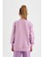 Kız Çocuk Lila Relax Fit Bisiklet Yaka Pamuklu Basic Düz Okul Sweatshirt A2797A824AU 6