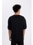 Loose Fit Bisiklet Yaka Kısa Kollu Ağır Kumaş Basic Düz Siyah Tişört B4844AX24AU 6