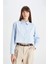 Crop Basic Düz Düğmeli Dokuma Uzun Kollu Gömlek D4617AX24AU 7