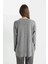 Regular Fit Bisiklet Yaka Yırtmaçlı Basic Düz Triko Kazak Tunik C5165AX24AU 6