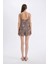 Saten Pijama Takımı Leopar Desenli Askılı Üst Esnek Belli Şort-Fall in Love D4406AX24HS 7