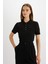 Regular Fit Ajurlu Polo Yaka Kısa Kollu Siyah Triko Kazak D4161AX24AU 6