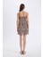 Leopar Desenli V Yaka Saten Askılı Gecelik-Fall in Love D4407AX24HS 6