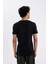 %100 Pamuk Siyah Slim Fit Dar Kesim Bisiklet Yaka Baskılı Kısa Kollu Tişört C2132AX24AU 6