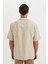 Relax Fit Polo Yaka Çizgili Yazlık Keten Kısa Kollu Gömlek C1111AX24SM 6