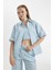 Coool Oversize Çizgili Poplin Kısa Kollu Gömlek D3835AX24HS 6