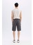 %100 Pamuk Relax Fit Düz Paça Gabardin Kargo Bermuda Şort C5382AX24SM 6