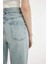 Straight Fit Yüksek Bel Katlamalı Paça Bilek Boy Jean Yıkamalı Pantolon D0327AX24HS 7