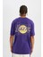 DeFactoFit NBA Los Angeles Lakers Boxy Fit Bisiklet Yaka Kısa Kollu Tişört B9910AX24SM 7