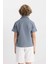 Erkek Çocuk Oversize Geniş Kalıp Polo Yaka Gofre Dokulu Kısa Kollu Gömlek C5234A824HS 6