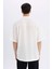 Relax Fit Yazlık Polo Yaka Krinkıl Kumaş Kısa Kollu Beyaz Gömlek C7398AX24SM 6