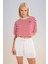 Fit Crop Bisiklet Yaka Çizgili Sporcu Kısa Kollu Tişört C5823AX24SM 1