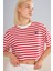 Fit Crop Bisiklet Yaka Çizgili Sporcu Kısa Kollu Tişört C5823AX24SM 3