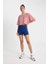 Fit Crop Bisiklet Yaka Çizgili Sporcu Kısa Kollu Tişört C5823AX24SM 6