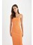 Bodycon Vücuda Oturan Basic Düz Kare Yaka Fitilli Kaşkorse Kolsuz Midi Elbise Z7577AZ24SM 7