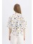 Coool %100 Pamuk Oversize Pijama Yaka Desenli Kısa Kollu Gömlek A6863AX24SM 7