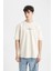 Oversize Fit Sırt Baskılı Bisiklet Yaka Kısa Kollu Tişört C7155AX24SM 4